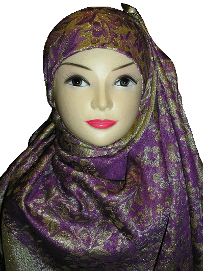 Red pashmina with addition of golden pattern